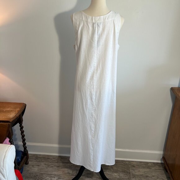 NWT DKNY Linen Blend, Sleeveless White Maxi Dress, Size Large - Picture 7 of 8